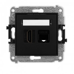 Karlik MINI 12MGHK - Gniazdo HDMI + Gniazdo komputerowe 1x RJ45 kat.5e - Czarny Mat - Podgląd zdjęcia producenta