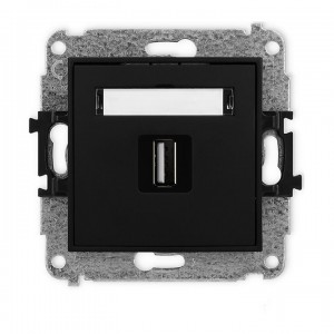 Karlik MINI 12MGUSB-1 - Gniazdo USB pojedyncze typu A-A, wersja 2.0 - Czarny Mat - Podgląd zdjęcia producenta