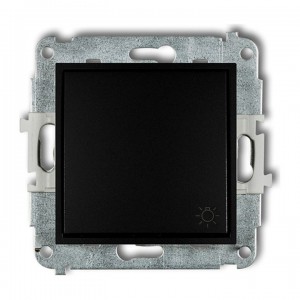 Karlik MINI 12MWP-5 - Przycisk zwierny z piktogramem Światła 10A, zaciski śrubowe - Czarny Mat - Podgląd zdjęcia producenta
