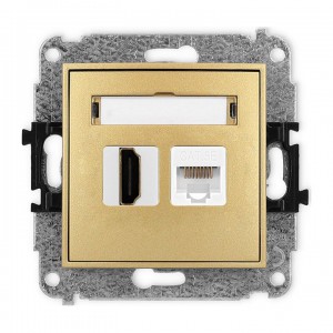 Karlik MINI 29MGHK - Gniazdo HDMI + Gniazdo komputerowe 1x RJ45 kat.5e - Złoty - Podgląd zdjęcia producenta
