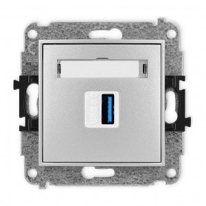 Karlik MINI 7MGUSB-5 - Gniazdo USB pojedyncze typu A-A, wersja 3.0 - Srebrny Metalik - Podgląd zdjęcia producenta