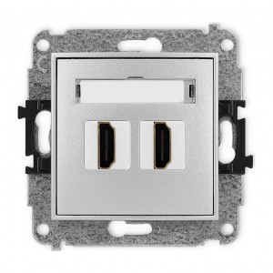 Karlik MINI 7MHDMI-4 - Gniazdo HDMI v2.0 - Podwójne - Srebrny Metalik - Podgląd zdjęcia producenta