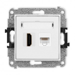 Karlik MINI MGHK - Gniazdo HDMI + Gniazdo komputerowe 1x RJ45 kat.5e - Biały - Podgląd zdjęcia producenta